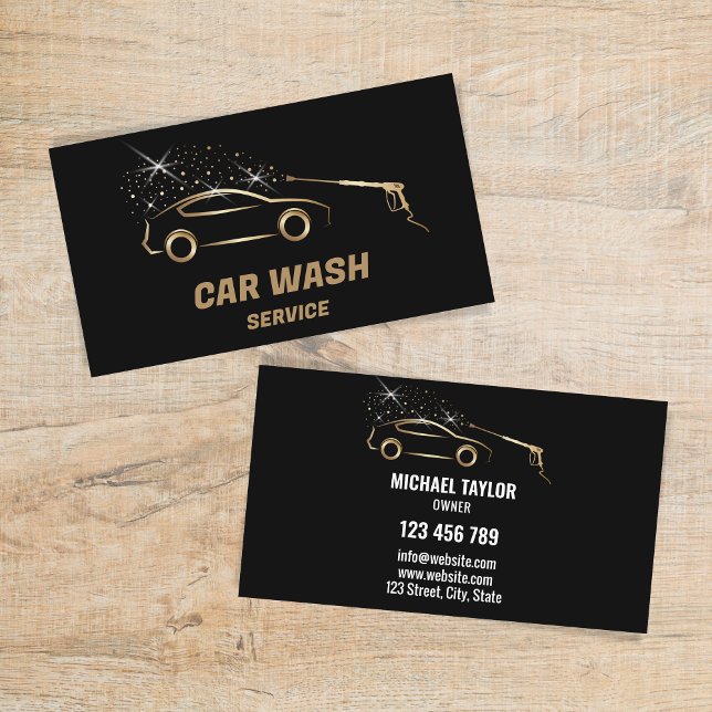 Carte De Visite Détail de l'auto de lavage de pression du service  (Car Wash Logo is designed by Savanamm)