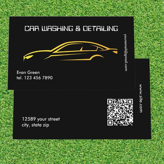 Carte De Visite Détail personnalisé de la voiture QR luxueuse (Car Detailing Cards)