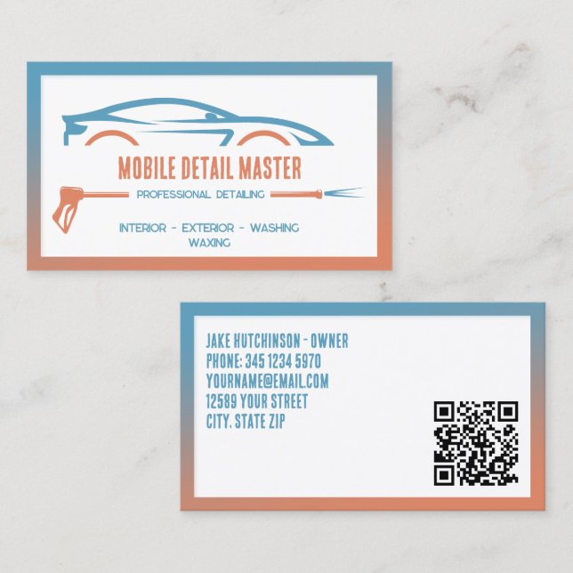 Carte De Visite Détaillant de voiture QR (Devant / Derrière)