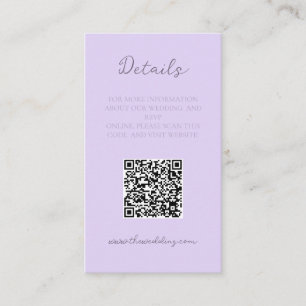 Carte De Visite Détails du Mariage de lavande minimaliste élégant