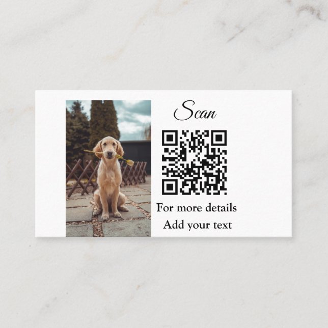 Carte De Visite Détails simples du nom de l'animal code QR ajouter (Devant)