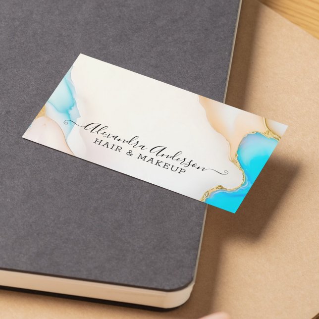 Carte De Visite Détails sur l'agate d'or Holographique Opal (Unique Holographic Opal Agate Gold Details Business Card)