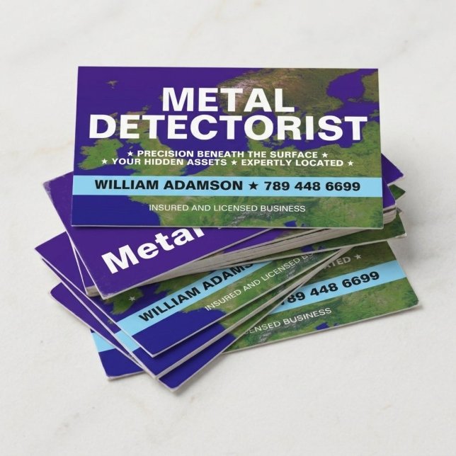 Carte De Visite Détecteur de métaux, Détection, Récupération, Déte (Metal Detecting, silver, copper, Gold, Coin Detector Business Cards
)
