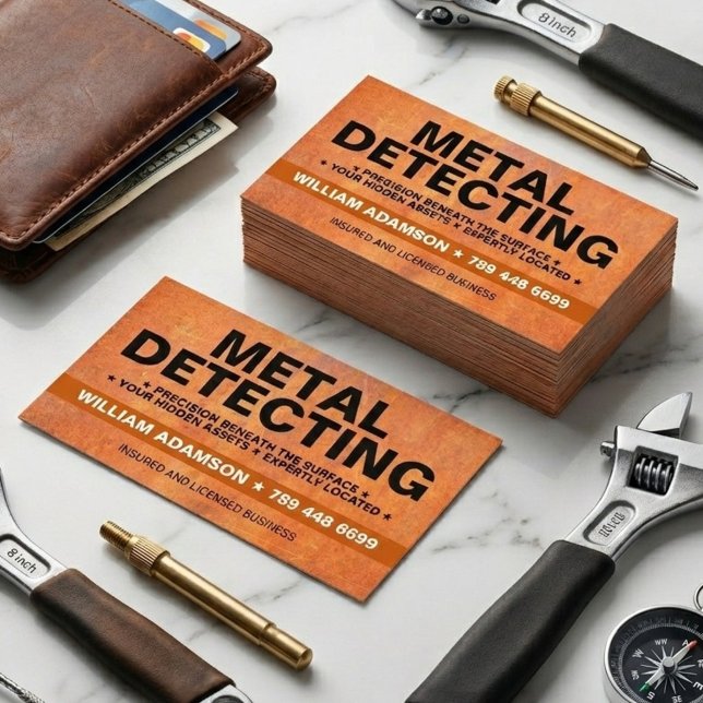 Carte De Visite Détection de Métaux, Détecteur, Récupération, Chas (Metal Detecting Relic Treasure Hunter cards)