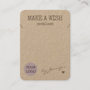 Carte De Visite Détenteur de collier en papier naturel rustique fa