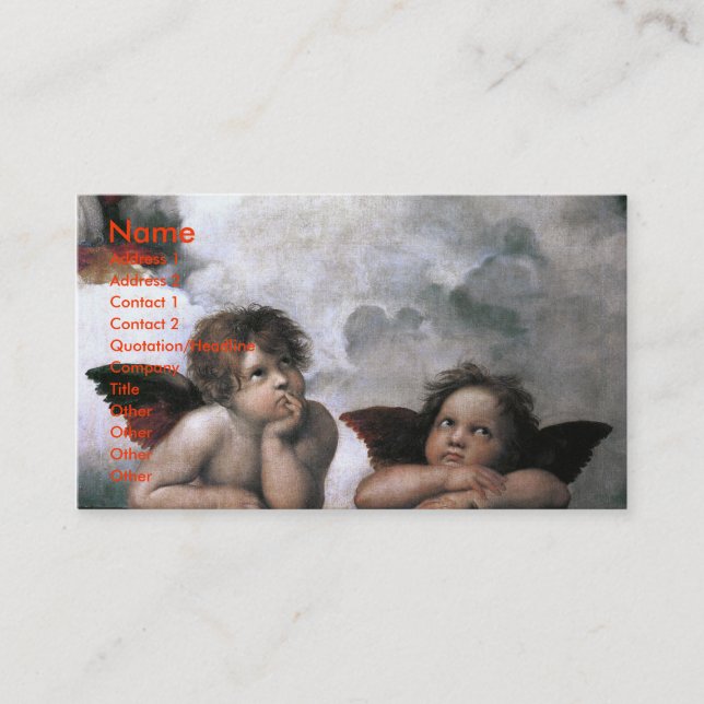 Carte De Visite Deux Anges, Raphael Vintage Fine Art (Devant)