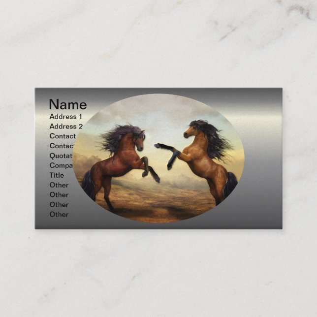 Carte De Visite Deux chevaux qui s'élèvent (Devant)