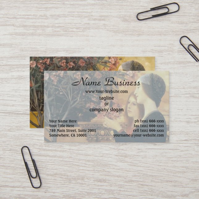 Carte De Visite Deux filles à l'or par Gustav Klimt (Devant/Arrière en situation)