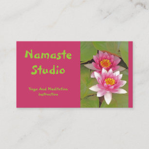 Carte De Visite Deux fleurs de lotus roses sur les Lilypads verts