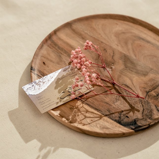 Carte De Visite Deux Hearts (Two hearts drown in the sand business card. Summer, love activities related)