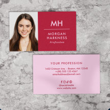 Deux tons Rouge Rose Minimal Photo & Monogramme