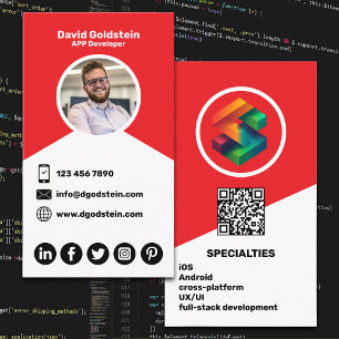Carte De Visite Développeur d'applications - Rouge