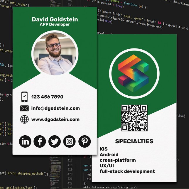 Carte De Visite Développeur d'applications - Vert (Créateur téléchargé)