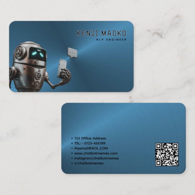 Carte De Visite Développeur de chatbot Ingénieur en intelligence a (Devant / Derrière)