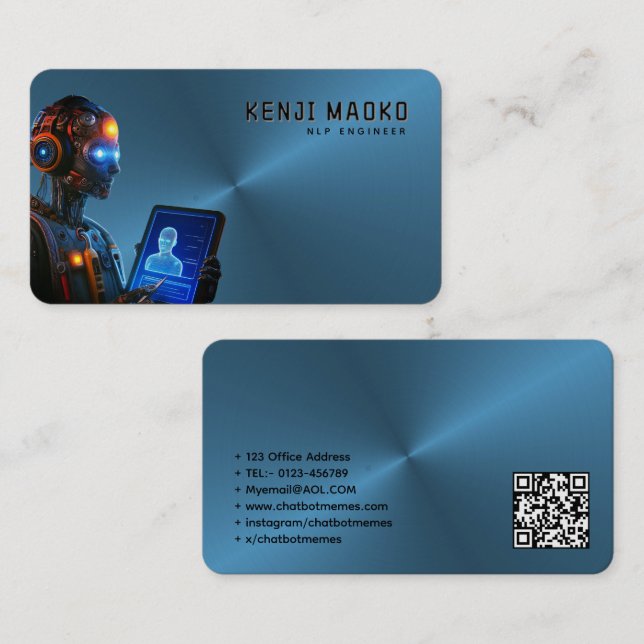 Carte De Visite Développeur de chatbot Ingénieur en intelligence a (Devant / Derrière)
