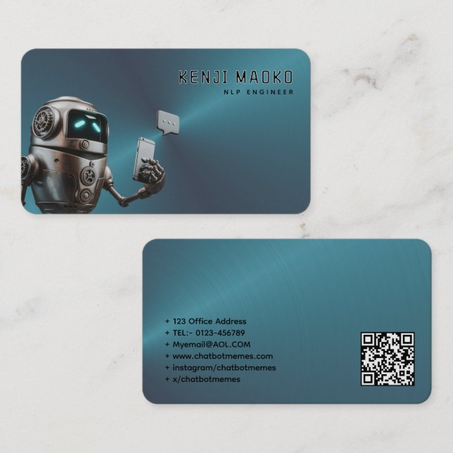 Carte De Visite Développeur de chatbot Ingénieur en intelligence a (Devant / Derrière)
