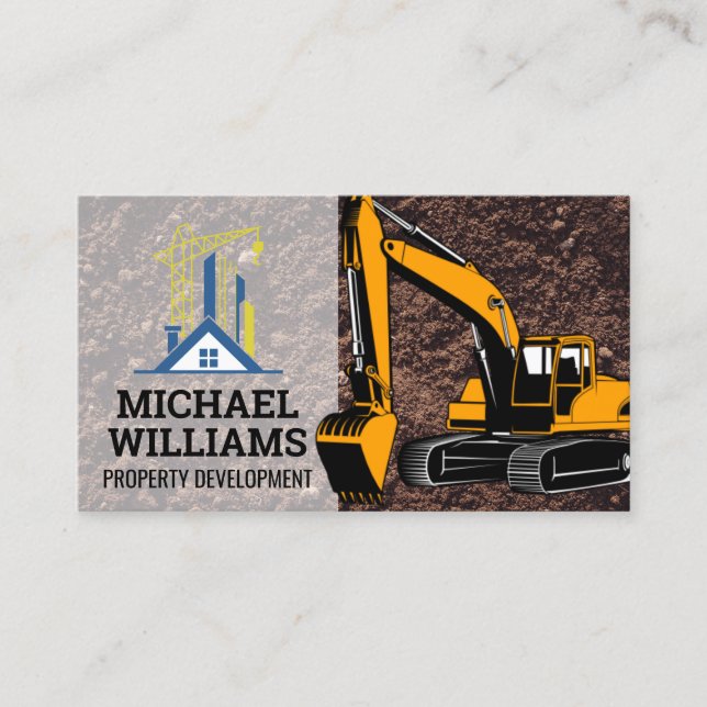 Carte De Visite Développeur de construction | Véhicule Earth Mover (Devant)