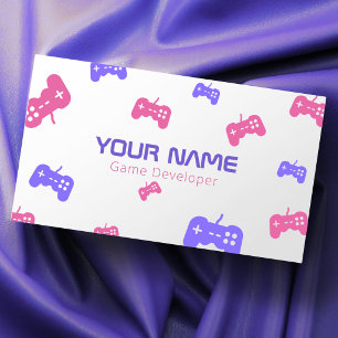 Carte De Visite Développeur de jeux vidéo Testeur Console Rose & V