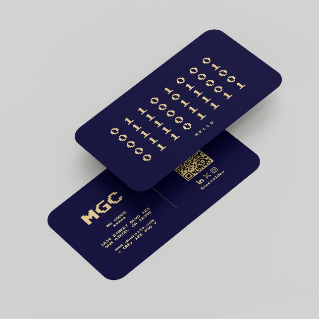 Carte De Visite Développeur logiciel moderne Binary Midnight Blue (Modern Software Developer Binary Midnight Blue Business Card
)