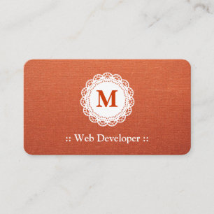 Carte De Visite Développeur Web - Élégant Monogramme dentelle