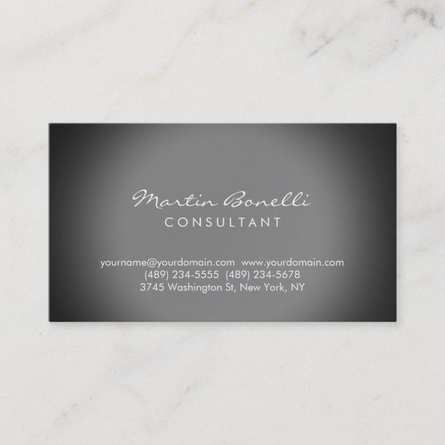 Carte de visite d'expert gris simple moderne (Devant)