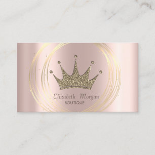 Carte De Visite Diadème élégant rose gold pailleté cercles dorés