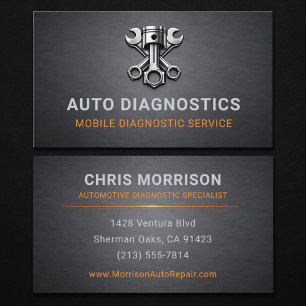 Carte De Visite Diagnostique Réparation Automobile Métallique