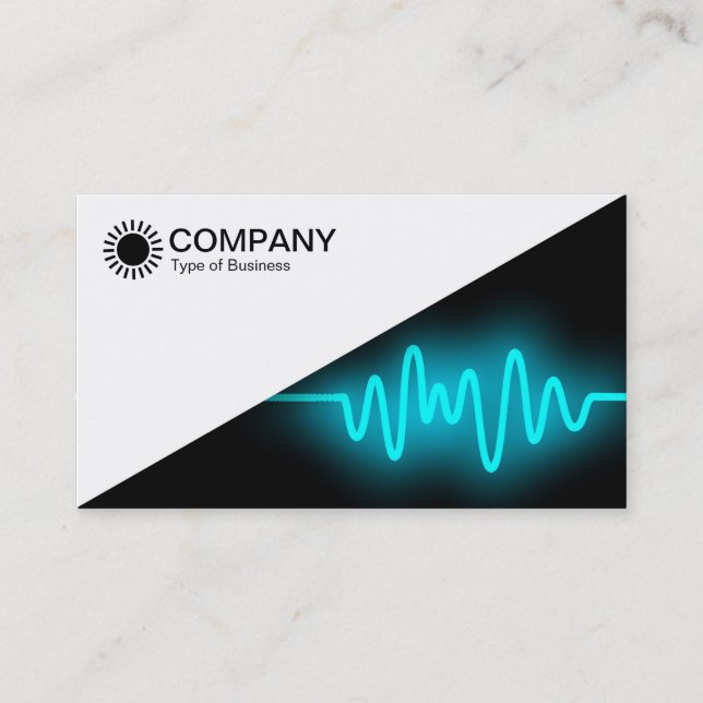 Carte De Visite Diagonal V2 - Blanc - Cyan Wave (Devant)