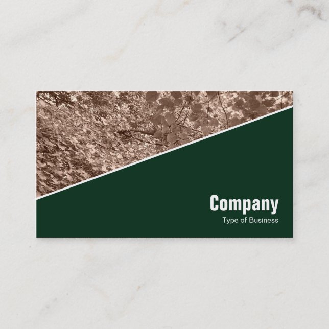 Carte De Visite Diagonal V3 - Vert foncé - Feuilles Sepia (Devant)