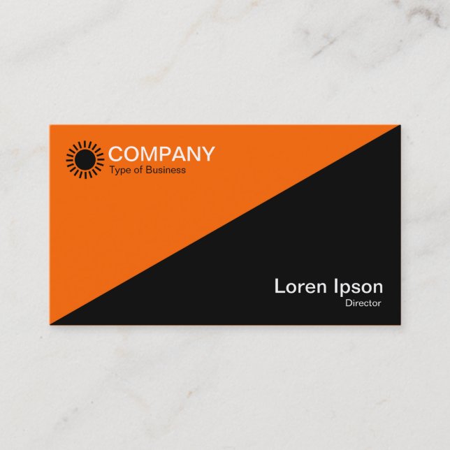 Carte De Visite Diagonale - Noir avec orange FF6600 (Devant)