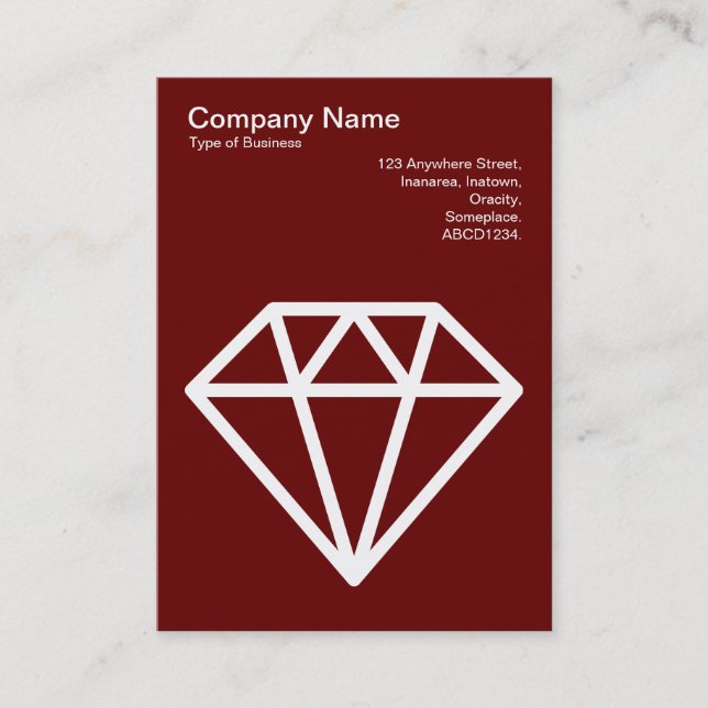 Carte De Visite Diamant - Blanc sur Rouge rubis (Devant)