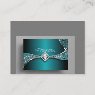Carte De Visite diamant d'argent bleu turquoise
