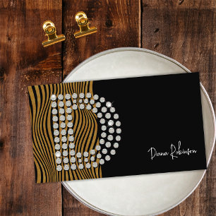 Carte De Visite Diamant d'or noir initial D Monogramme des médias