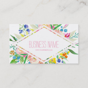 Carte De Visite Diamant floral d'aquarelle