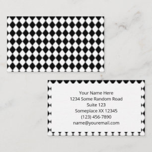 Carte De Visite Diamant Noir et Blanc Motif Argyle