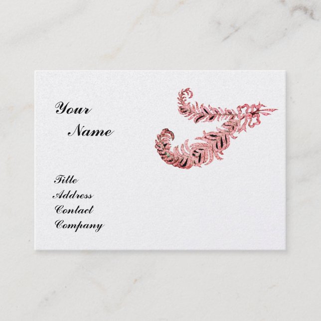Carte De Visite DIAMANT PLUMES MONOGRAMME ,rose ,perle (Devant)