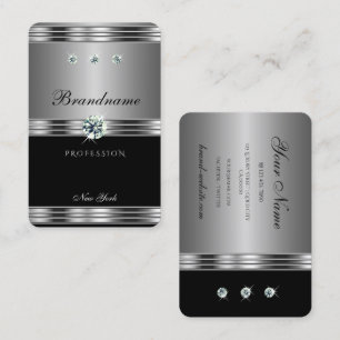 Carte De Visite Diamants brillants argentés noirs brillants