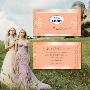 Carte De Visite Diamants brillants brillants de pêche avec logo Or