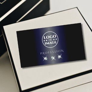 Carte De Visite Diamants brillants noir brillant bleu avec logo