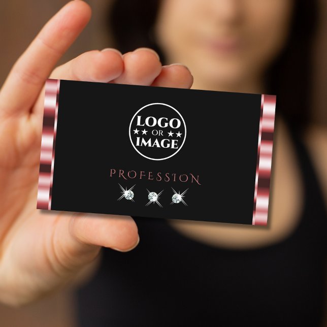 Carte De Visite Diamants brillants rouges noirs brillants avec log (Créateur téléchargé)