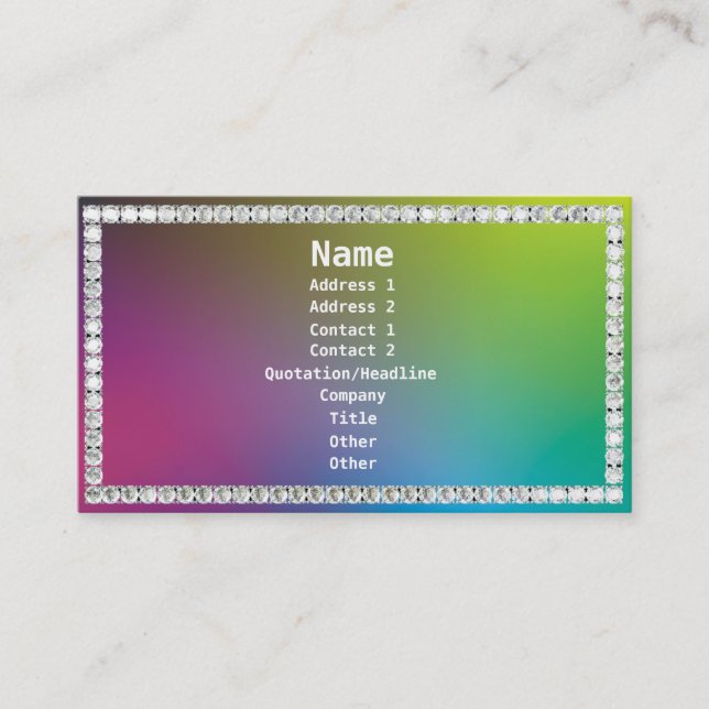 Carte De Visite Diamants colorés (Devant)