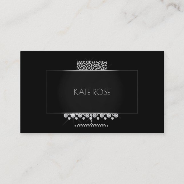 Carte De Visite Diamants Crystal Black Silver Designer (Devant)