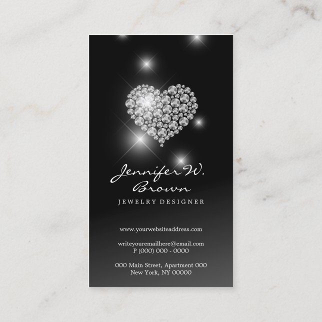 Carte De Visite Diamants d'argent bijoux luxe (Dos)