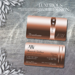 Carte De Visite Diamants de luxe Rose Gold Effet avec Initiales