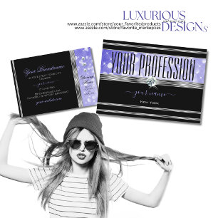 Carte De Visite Diamants de Parties scintillant Bleu Bleu Noir Lux