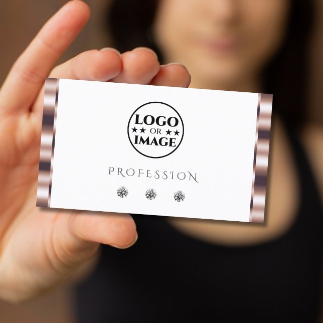 Carte De Visite Diamants d'étincelle blanc or Rose moderne Ajouter (Créateur téléchargé)