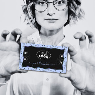 Carte De Visite Diamants d'étincelle bleu-noir ornemental avec log