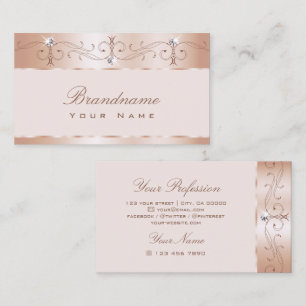 Carte De Visite Diamants d'étincelle de luxe Pastel Rose or