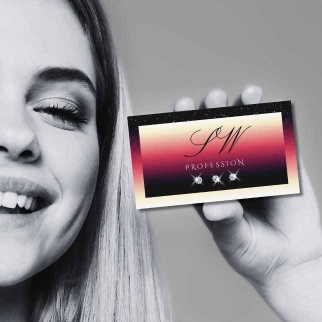 Carte De Visite Diamants d'étincelle noir rouge blanc (Créateur téléchargé)