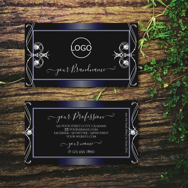 Carte De Visite Diamants d'étincelle orange noir foncé Ajouter un  (Créateur téléchargé)